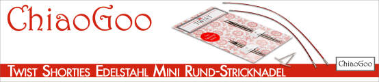 ChiaoGoo Twist Shorties Premium Edelstahl Mini Rund-Stricknadel